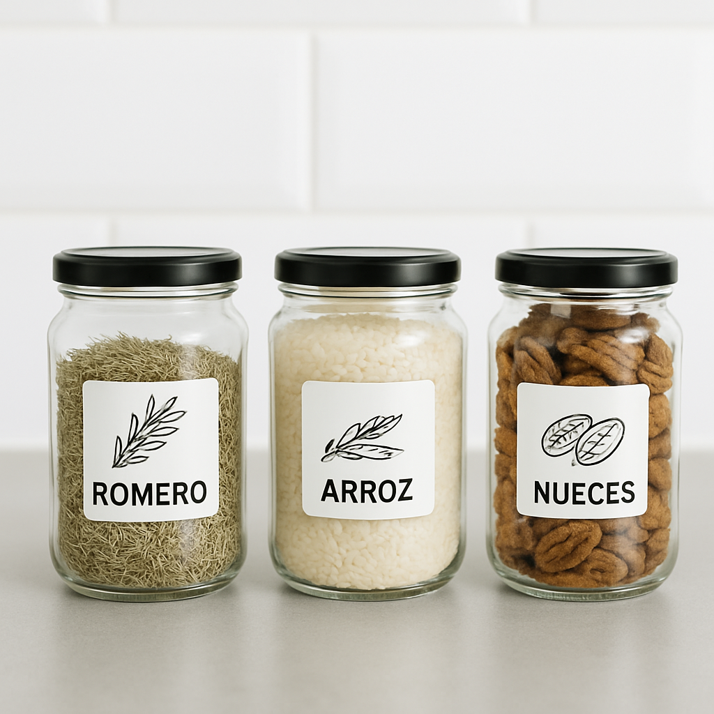 Etiquetas para frascos y organización del hogar